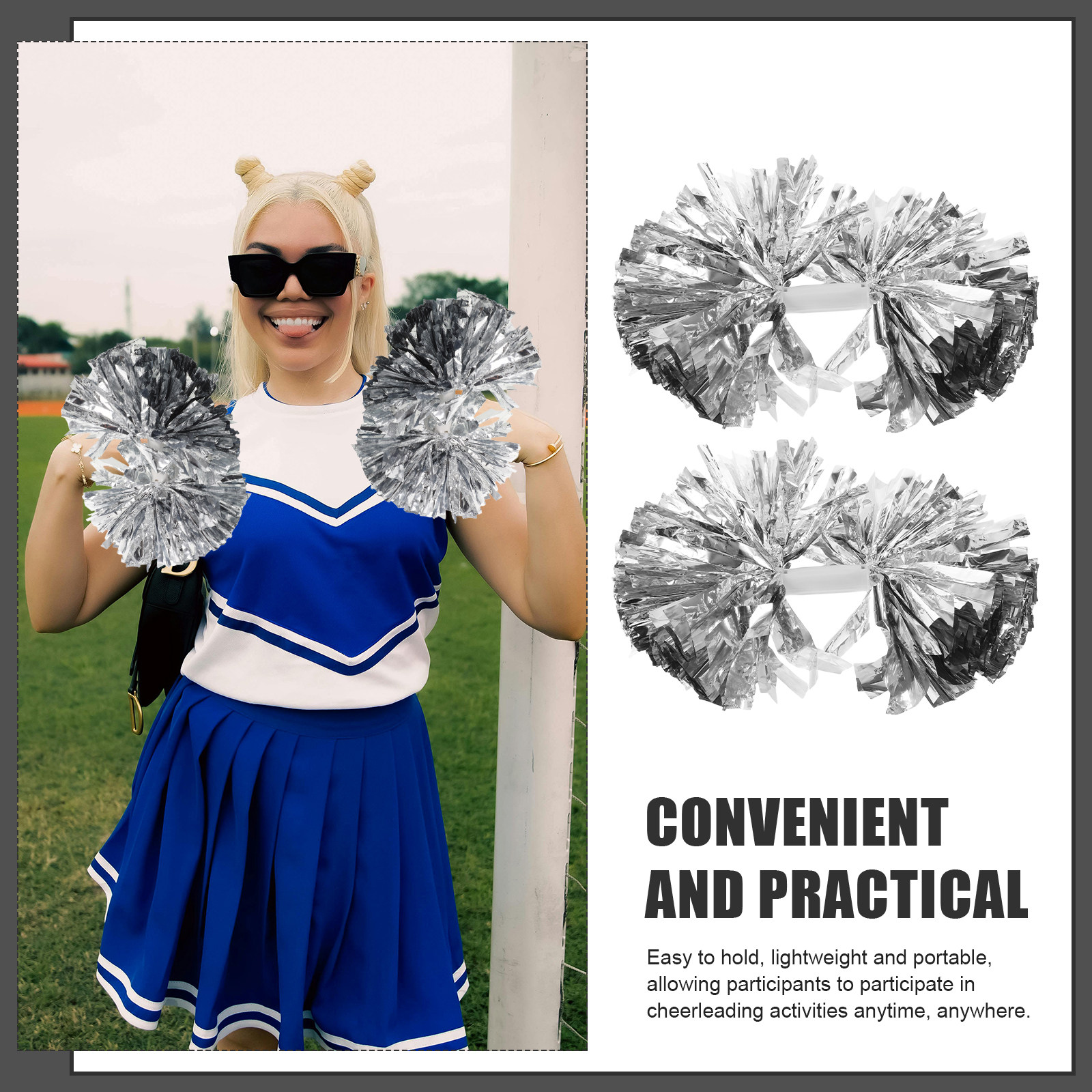 Cheerleading Pom Pom - 4Pcs Large Metallic Cheerleading Pom Poms