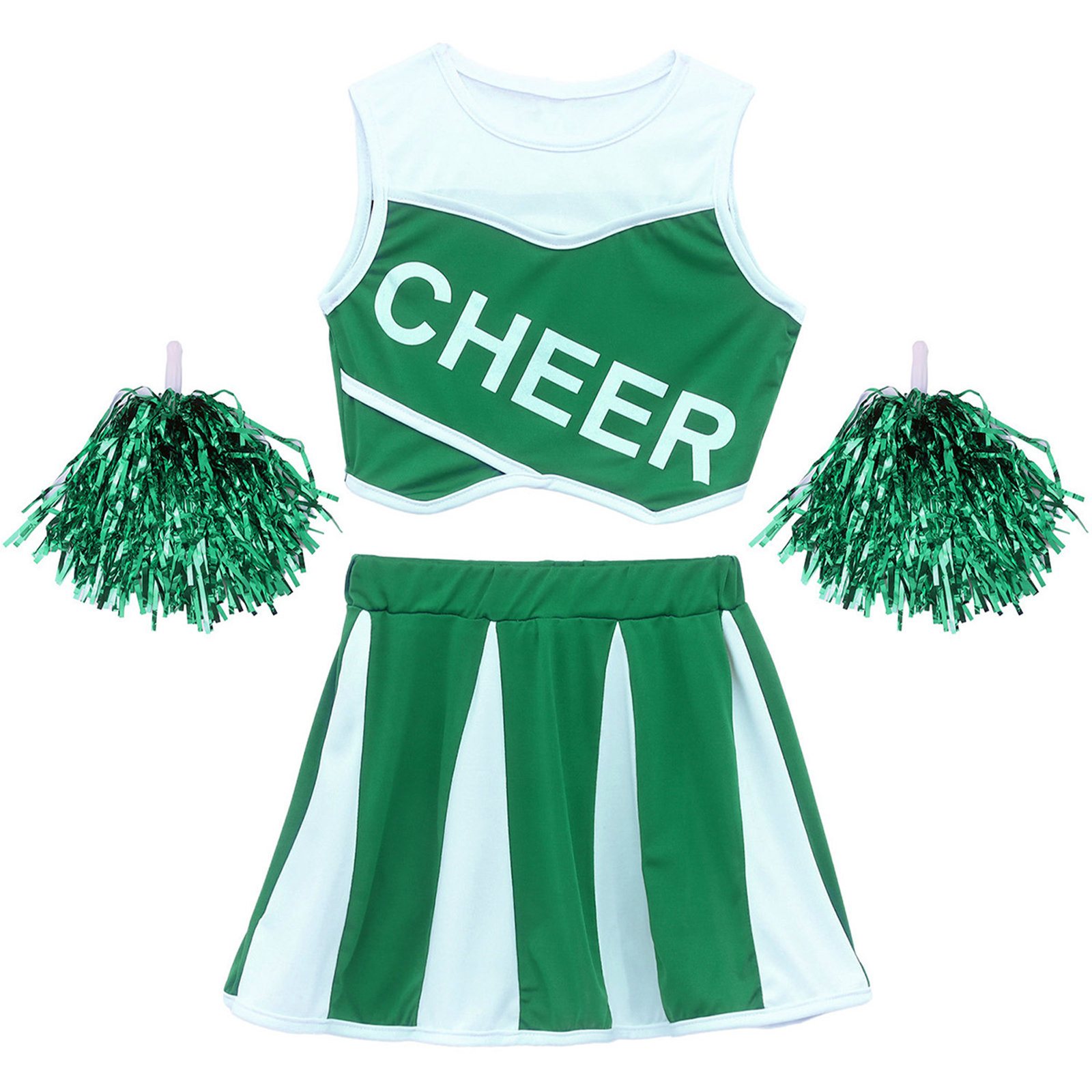 Cheerleading Pom Pom - Kids Cheerleader Competition Uniform Girls Contrast