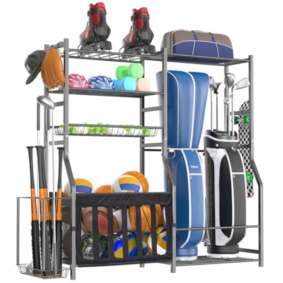 Sports Equipment Garage Storage - Heavy Duty Garage Sports Equipment Organizer,