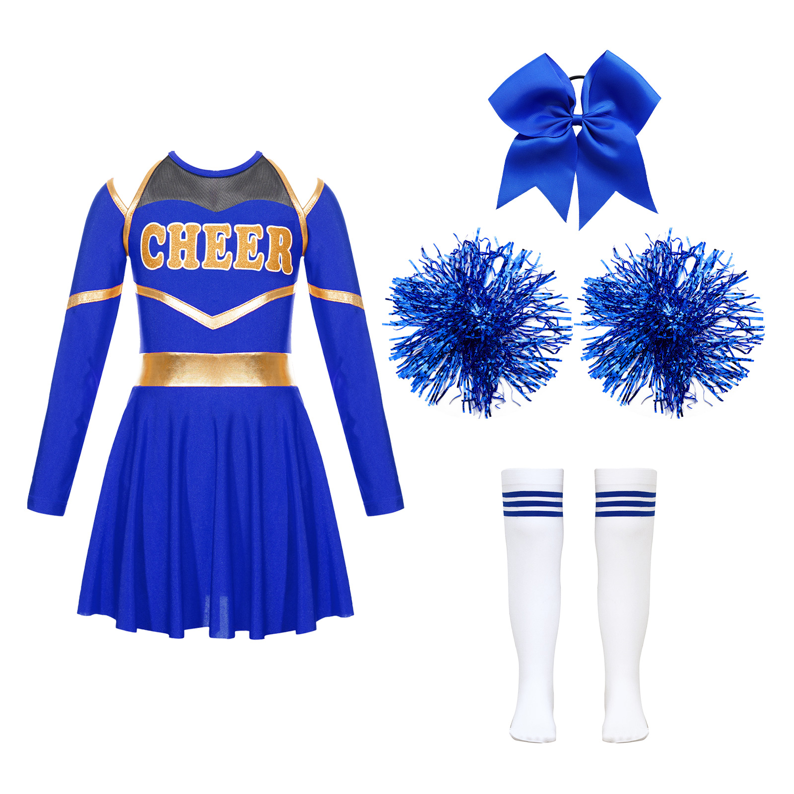 Cheerleader Costume Girls Chee - Cheerleading Pom Pom review and price